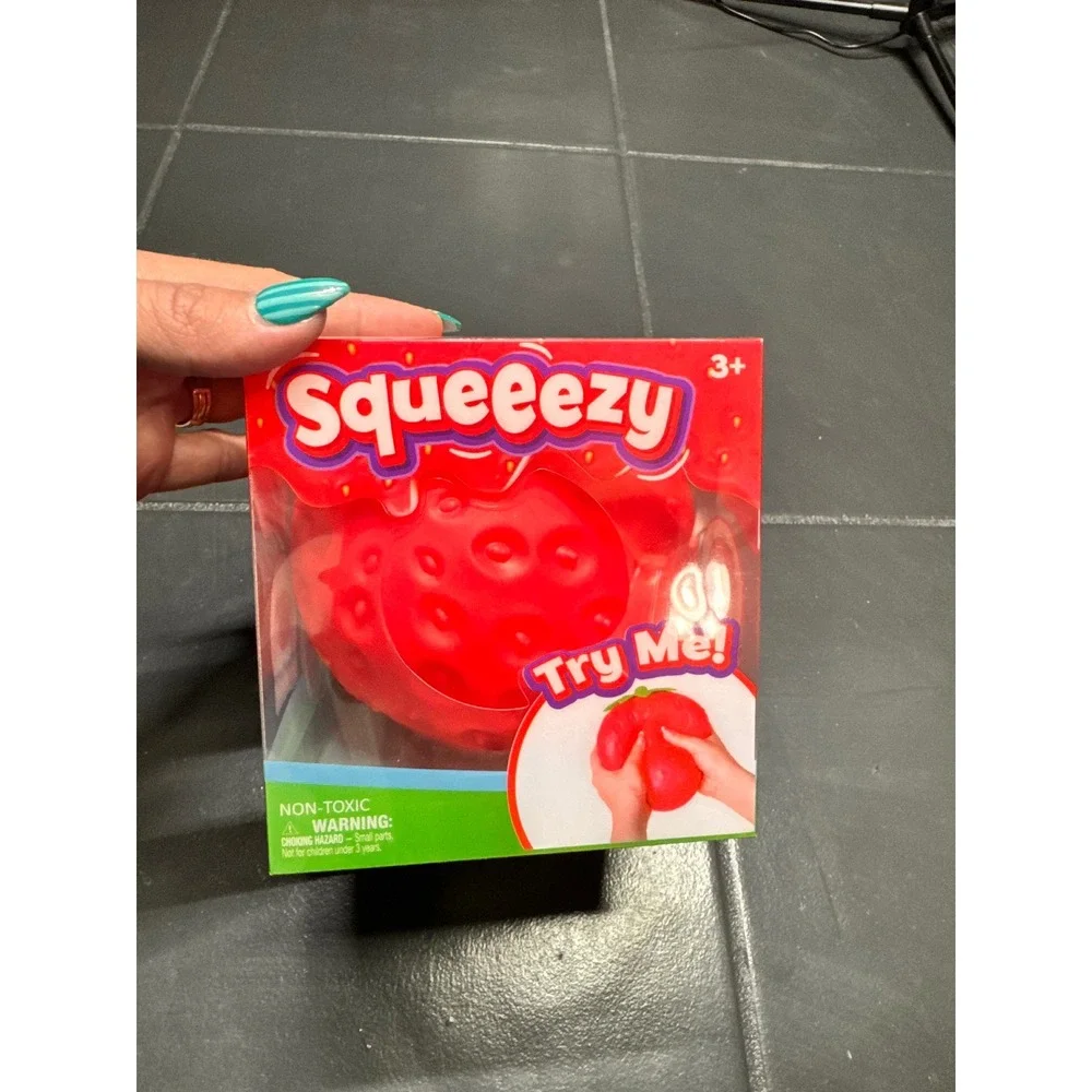 Squeeezy Strawberry Sensory Fidget Toy Red Squishy Stress Relief Poke Stretch